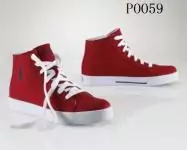 polo ralph lauren oiled suede high top boat chaussures in lt poo59 rouge